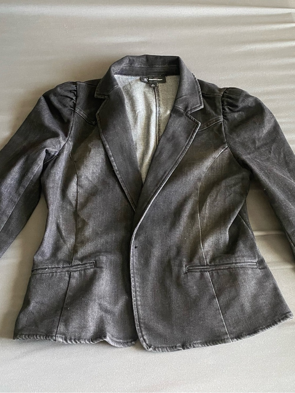 INC International Concepts Black Puff-Shoulder Tailored Blazer